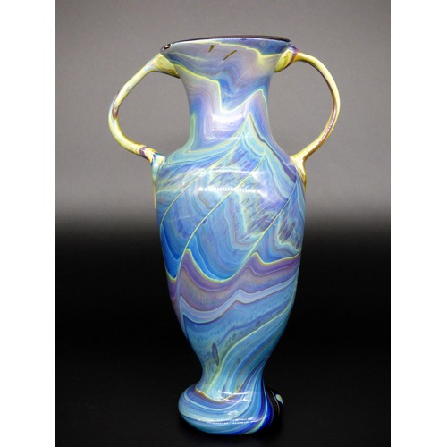 34 - Murano Chalcedony vase with handles, late 20th Century.
Height 23cm