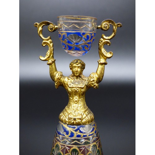 45 - Bohemian Art Nouveau, Fritz Heckert Jodhpur small Wedding or Wager cup by Franz Reuleaux, circa 1900... 