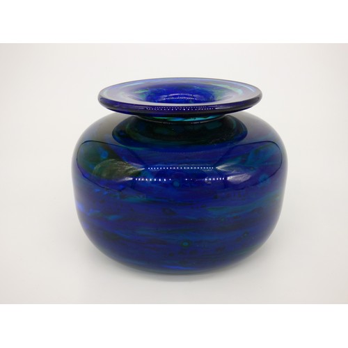 55 - Isle of Wight Studio Glass large cobalt blue and green Seaward vase signed by Michael Harris, 1973.
... 