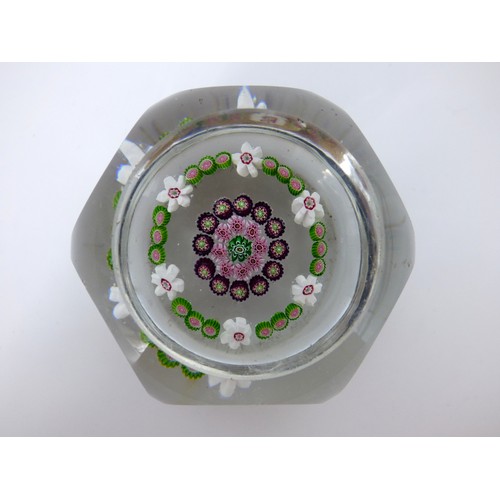 65 - Antique Clichy facet cut open concentric millefiori paperweight, circa 1850.
Diameter 6.5cm