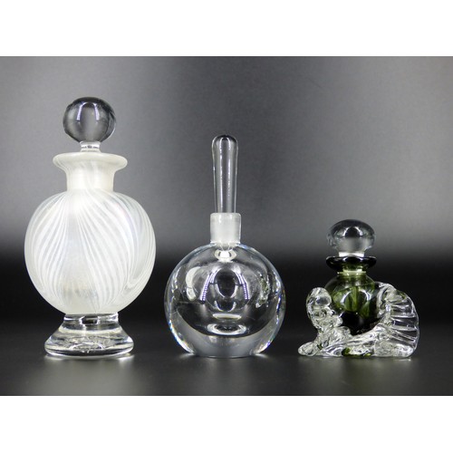 67 - Three perfume bottles to include Orrefors, David Wallace for Liberty and one other.
Each with engrav... 