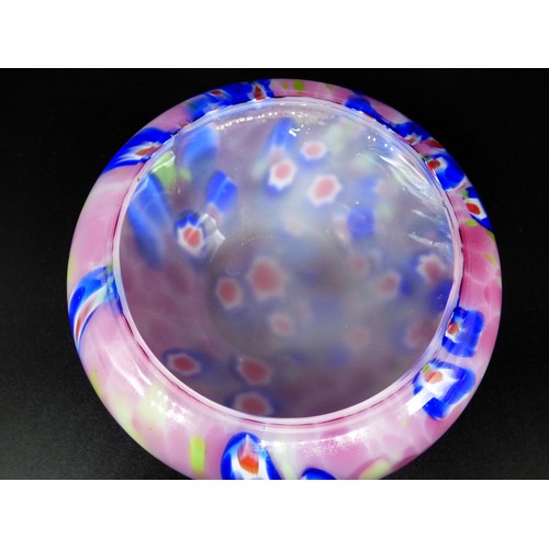 70 - Wilhelm Kralik Art Deco, pink and blue Millefiori trinket pot.
Height 10cm