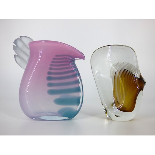 76 - Karlin Rushbrooke hand jug and signed fish sculpture paperweight.
Heights 14 and 16.5cm