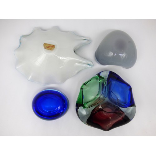 81 - Murano Bowls four assorted to include polychrome with silver leaf, blue geode, plum alabastro and a ... 