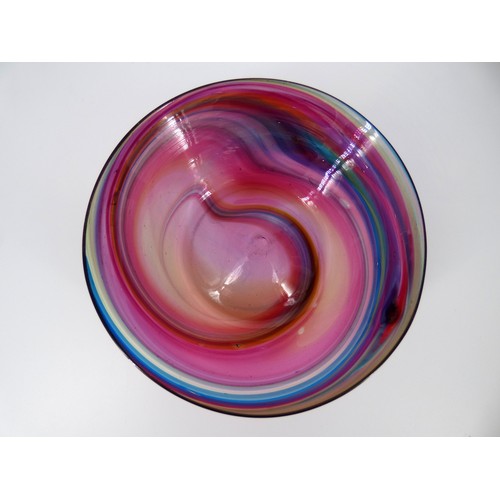 87 - Hartley Wood Streaky glass bowl circa 1930.
Diameter 21.5cm