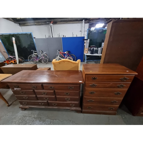 574 - An oak 5 drawer chest of drawers and an oak sideboard