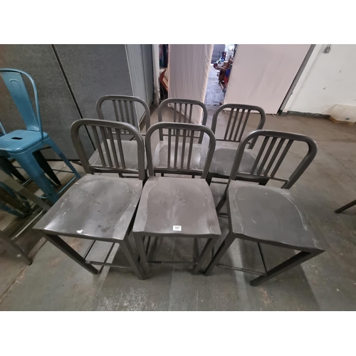 587 - 6 Grey metal tall chairs