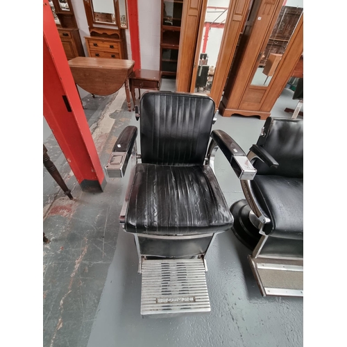 120 - A Belmont hydraulic barbers chair (missing head rest)