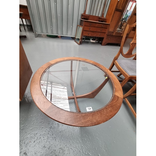 124 - A glass top G Plan circular Astro coffee table