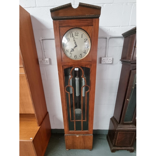 133 - An Enfield Grandfather clock with pendulum and three weights