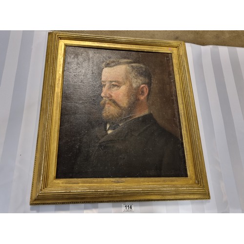 114 - A framed oil on canvas portrait of a distinguished gentleman - signed lower right - F. Shrubsole and... 