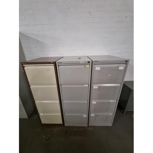 302 - 3 Metal 4 drawer filing cabinets