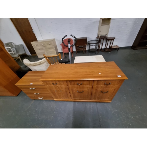 334 - A pine sideboard and a bedside cabinet
