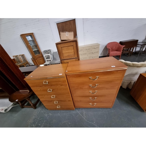 335 - 2 x 5 drawer chest of drawers