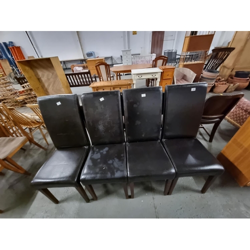 344 - 4 Black leather Selong dining chairs