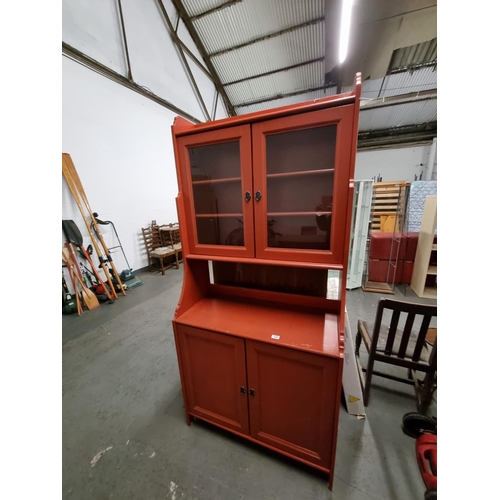354 - A red painted kitchen unit