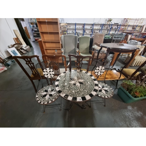 388 - Metal garden table and 2 chairs