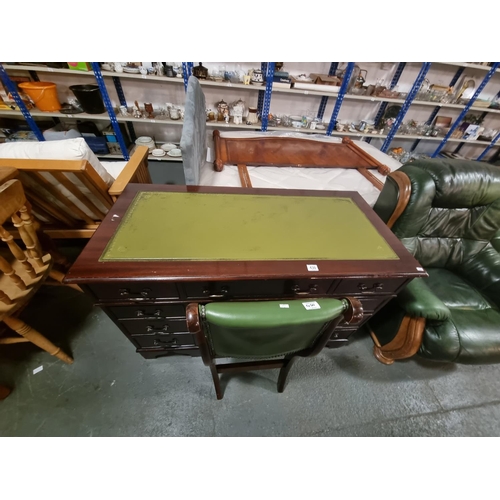 430 - Mahogany leather topped twin pedestal desk and matching chair