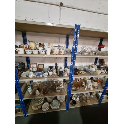 441 - 8 Shelves of household items to include china, glass, jugs, etc