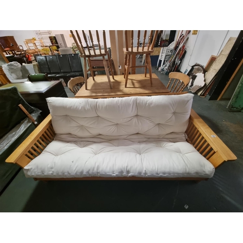 445 - Pine framed futon and mattress