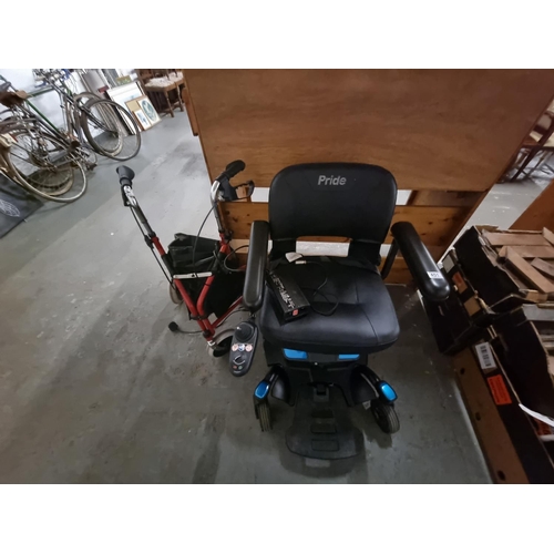 451 - A Pride electric wheelchair and charger (tested) and a mobility aid