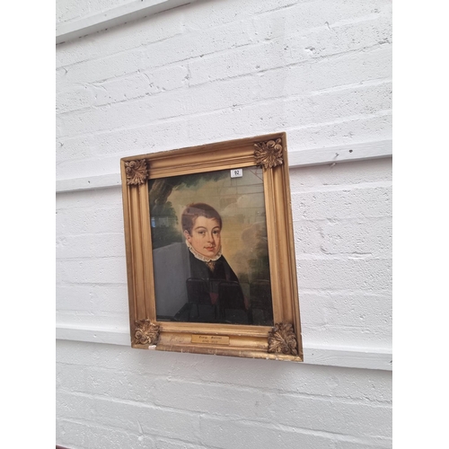 92 - An original early oil on canvas portrait of George Mullens c1800 - frame size 26 inches x 22 inches