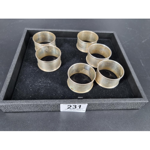 231 - A set of six hallmarked serviette rings - Birmingham marks - Harman Brothers - 1991 (weight 69 grams... 