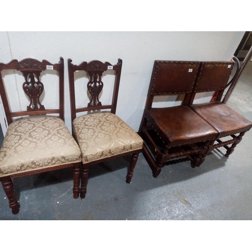 330 - 2 Leather dining chairs and 2 oak dining chairs