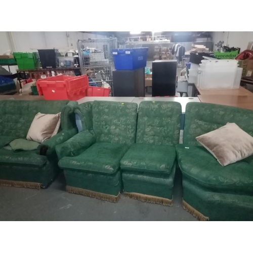 445 - A green fabric corner sofa