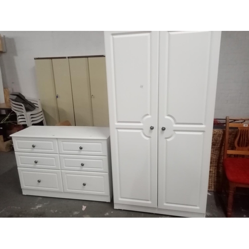 458 - White double wardrobe and matching 6 drawer chest of drawers