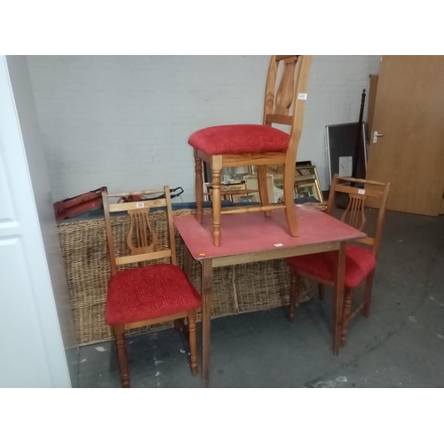 459 - Red formica top dining table and 3 chairs