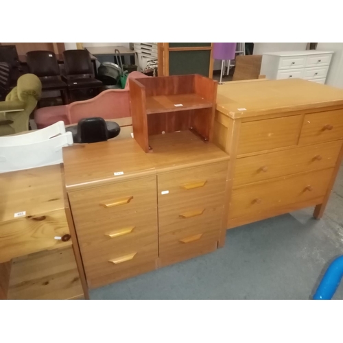 465 - Pine chest of drawers, pine bedside unit etc