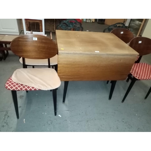 467 - Oak drop leaf dining table and 4 chairs