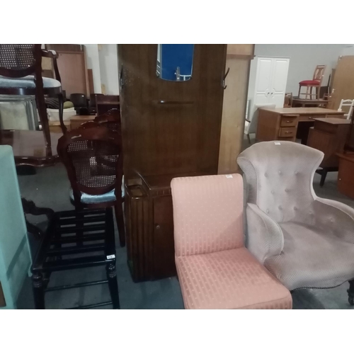 473 - Oak hallstand,nursing chair, bedroom chair, luggage table etc