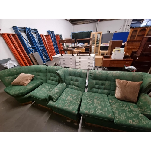 463 - A green fabric corner sofa