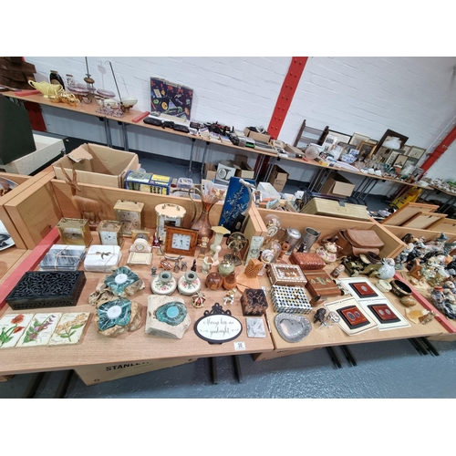 30 - A Penny Farthing, King Shilling British coin collection, brass carriage clocks, wooden boxes, etc