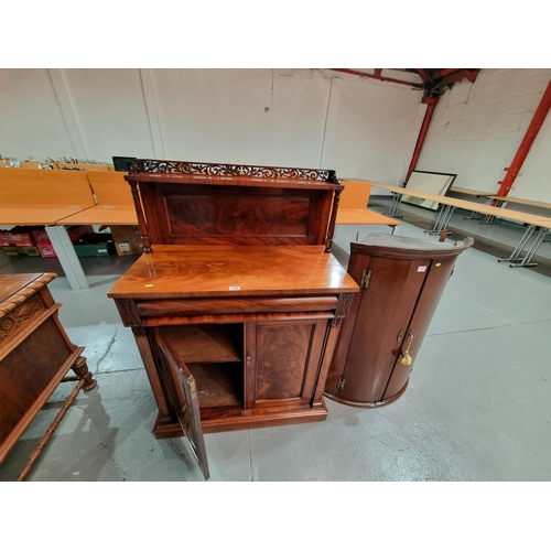 110 - A mahogany chiffonier and a corner cabinet