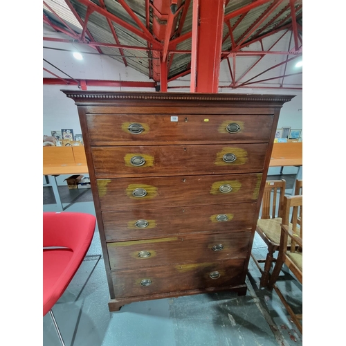 106 - A mahogany six drawer graduated chest of drawers