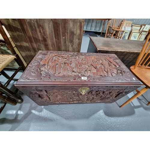 120 - A small oriental carved camphor chest