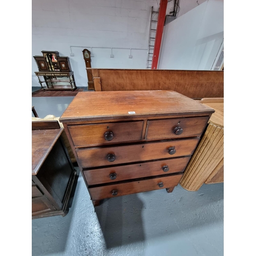 125 - A mahogany two over three chest of drawers