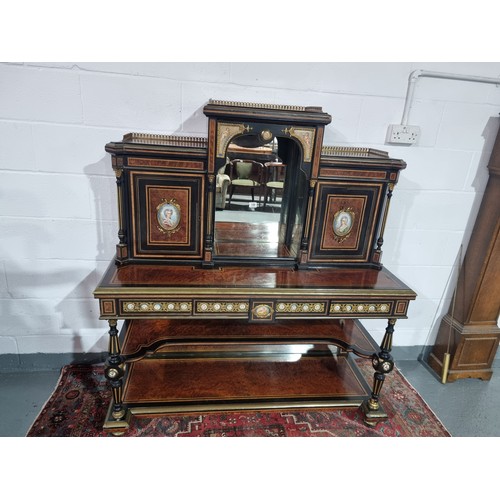 159 - A Victorian antique Bonheur Du Jour or ladies writing desk C.1860 

The top piece has pierced brass ... 