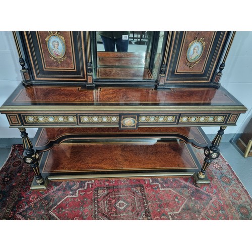 159 - A Victorian antique Bonheur Du Jour or ladies writing desk C.1860 

The top piece has pierced brass ... 