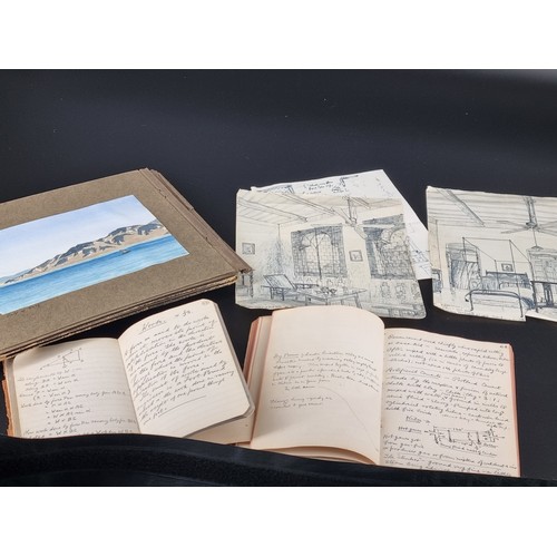 220 - Two handwritten encyclopaedias with stunning pencil drawings of ships, bows, Scottish regimental spo... 