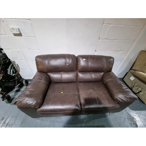 367 - Brown leatherette 2 seater sofa