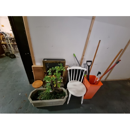 386 - Mixed items to include garden planter, electric fire etc