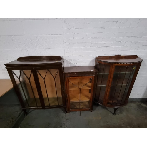 433 - 3 Oak display cabinets