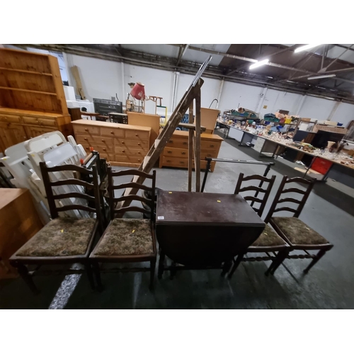 425 - Oak drop leaf table and 4 chairs