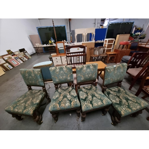 434 - 4 oak upholstered chairs