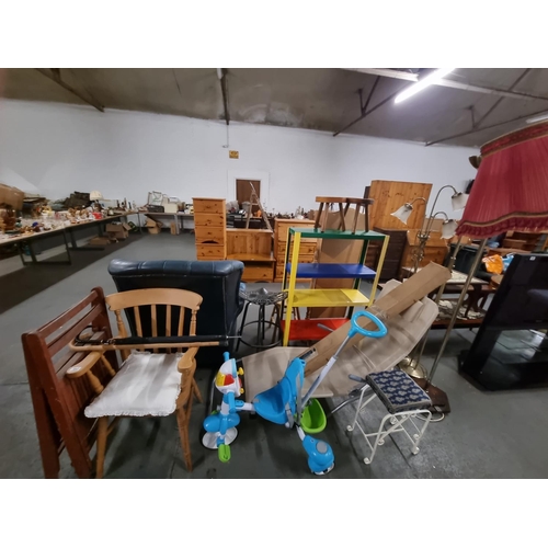 462 - Mixed items to include pine chair, standard lamps, fire suround etc