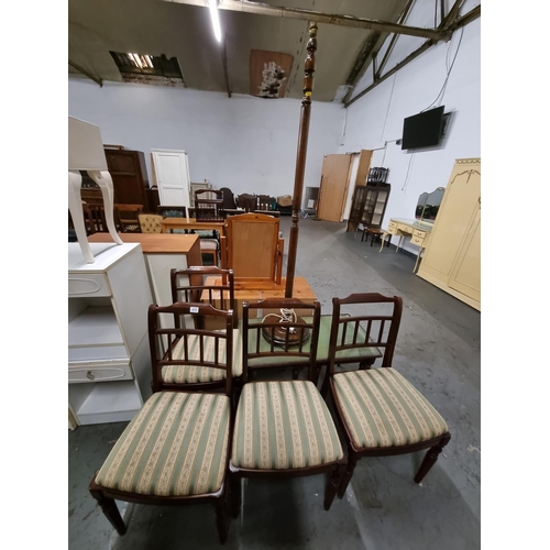 470 - 4 mahogany dining chairs, nest of tables and standard lamp
